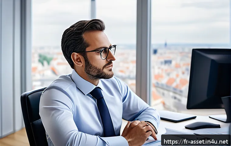 자산관리사 시험과 금융 관련 자격증 비교 - A professional French financial advisor in a modern office setting, wearing business attire with a s...